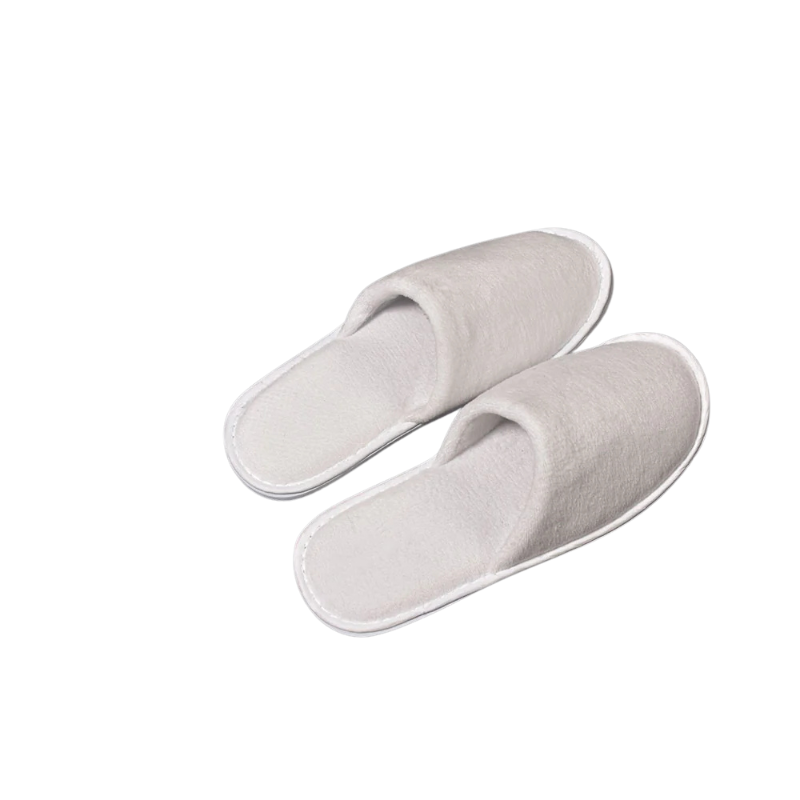 Papuci din catifea de bumbac hotelieri White Eva 5mmm