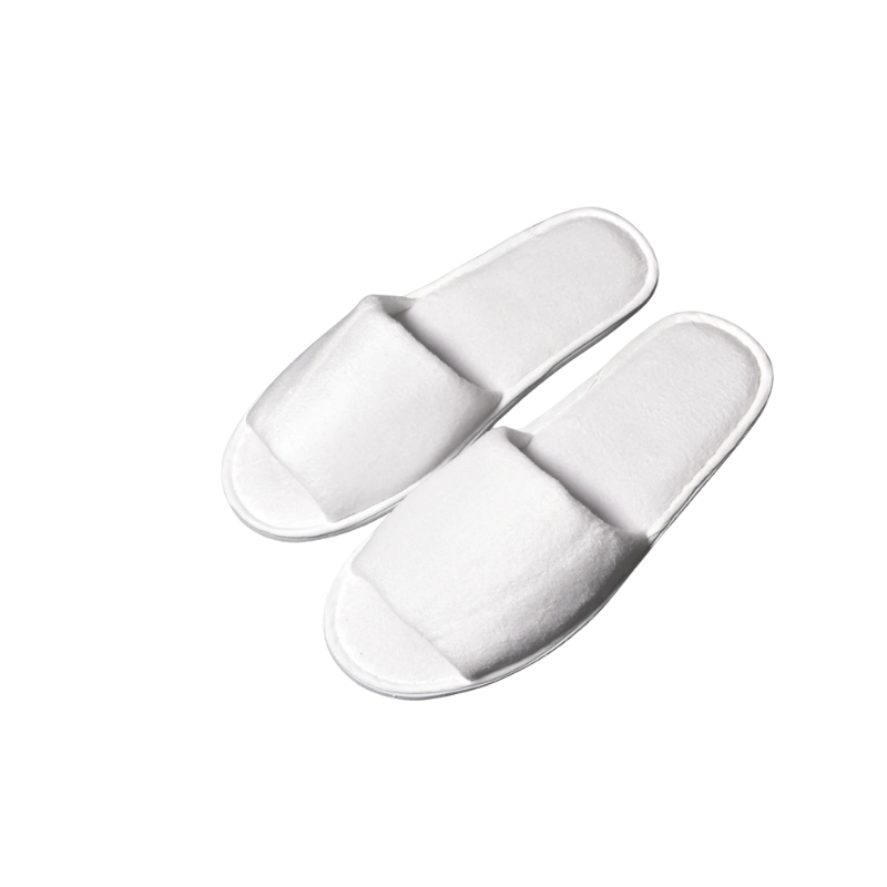 Papuci din catifea de bumbac hotelieri White 5mm