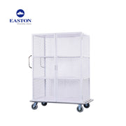 Carucior pentru bagaj inchis tip cusca Alb