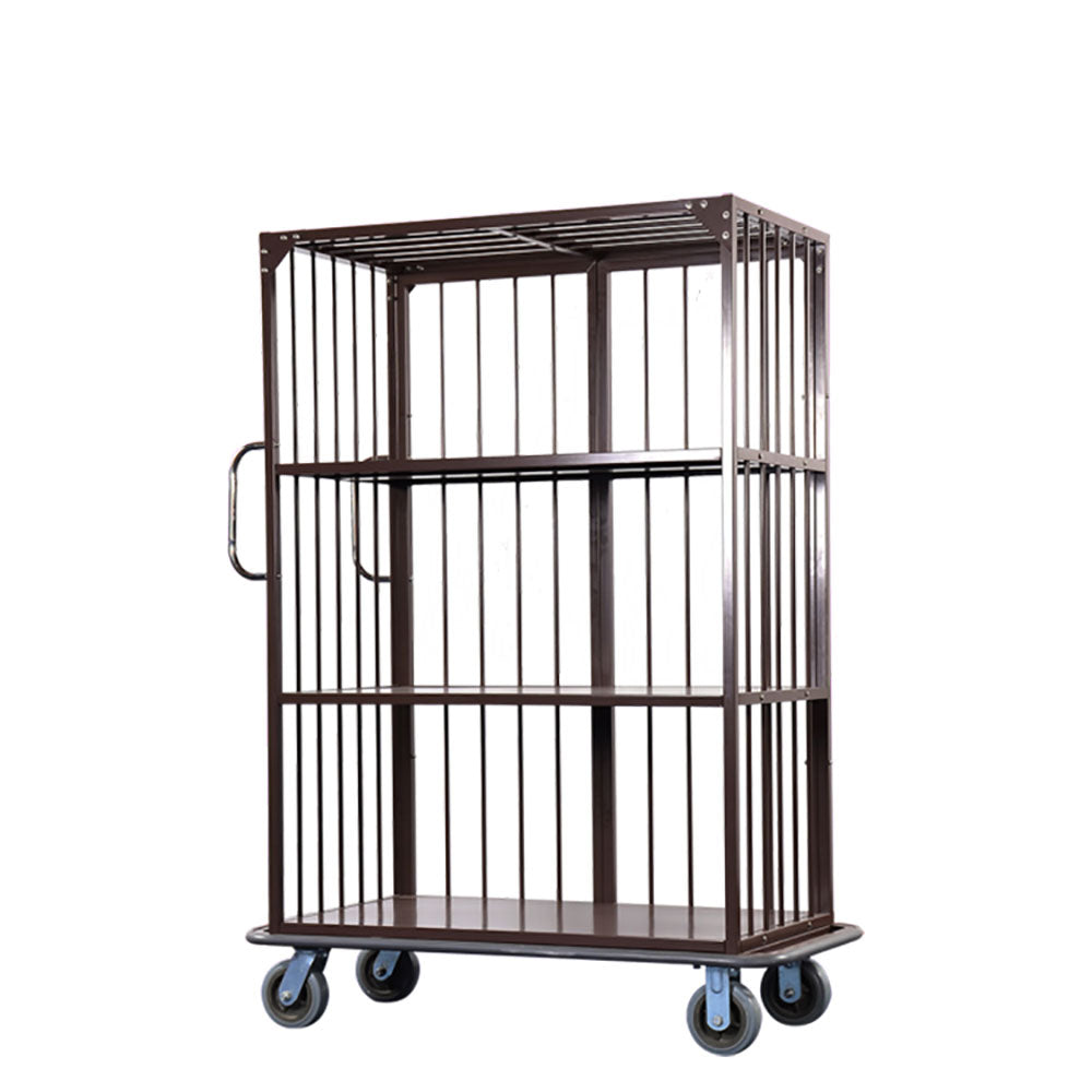 Carucior pentru bagaj inchis tip cusca Maro